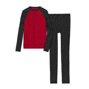 Cuddl Duds NWT Boys Red Black Performance Baselayers Crew Top & Pants L 12 14